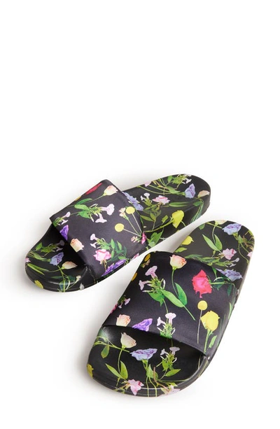 Ted Baker Azzi Floral Print Slide Sandal In Black