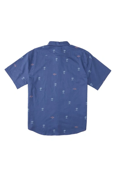Shop Billabong Kids' Sundays Cotton Blend Button-up Shirt In Dusty Blue