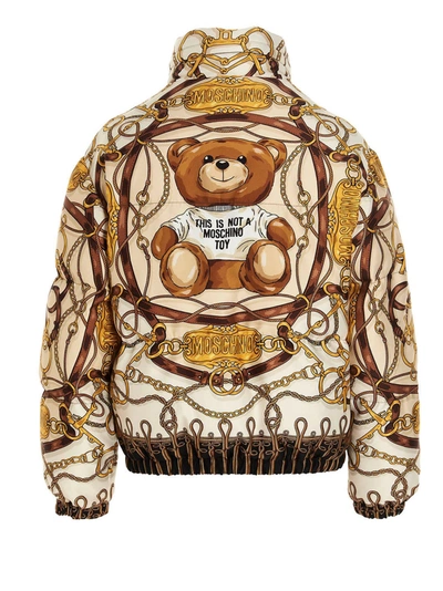 Shop Moschino 'teddy Bear' Down Jacket In Multicolor