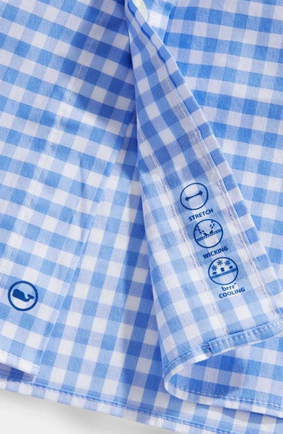 Shop Vineyard Vines Classic Fit On-the-go Brrrº Gingham Button-down Shirt In Newport Blue