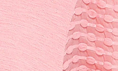 English Factory Textured Mixed Media Puff Sleeve Top In Pink