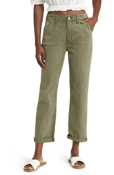 Shop Paige Drew Relaxed Straight Leg Pants In Vintage Ivy Green