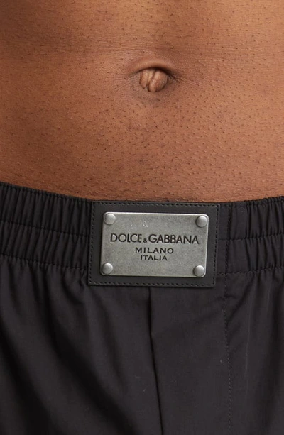 Shop Dolce & Gabbana Logo Plaque Longline Cotton Boxers In Black