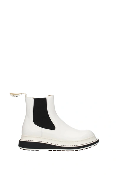 Shop Loewe Ankle Boots Leather White
