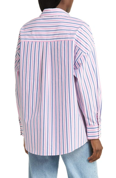 Shop Favorite Daughter Ex-boyfriend Stripe Button-up Shirt In Blue/ Pink Pinstrip