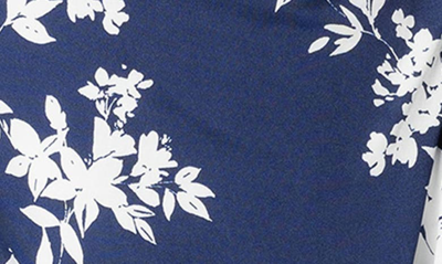 Shop Kiyonna Flirty Flounce Wrap Dress In Navy Floral Print