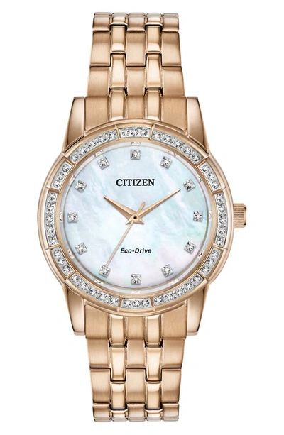 Shop Citizen Mother Of Pearl Dial Bracelet Watch, 31mm In Rose Gold