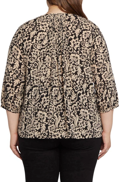 Shop Nydj High-low Crepe Blouse In Richland Tapestry