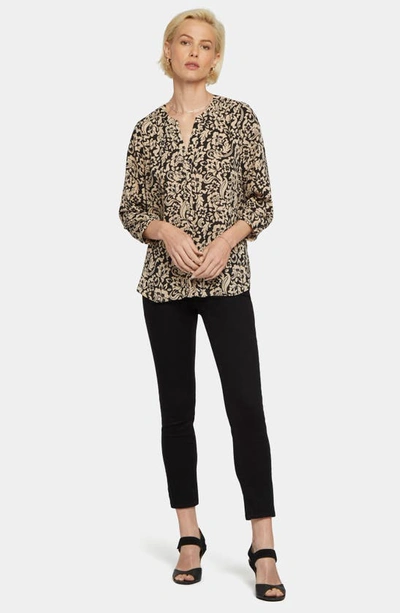 Shop Nydj High-low Crepe Blouse In Richland Tapestry