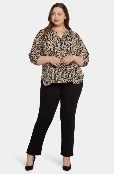 Shop Nydj High-low Crepe Blouse In Richland Tapestry