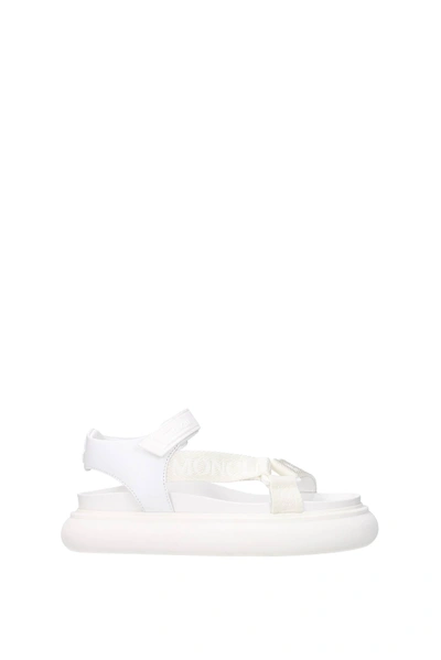 Shop Moncler Sandals Catura Fabric Beige White