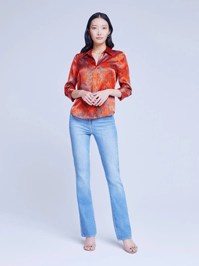 Shop L Agence Dani Blouse In Fire Red Multi Large Paisley