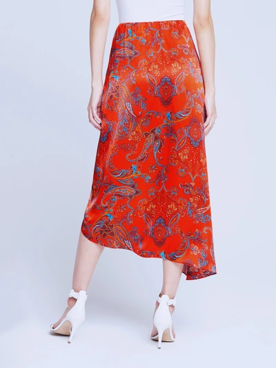 Shop L Agence Esa Wrap Skirt In Fire Red Multi Large Paisley