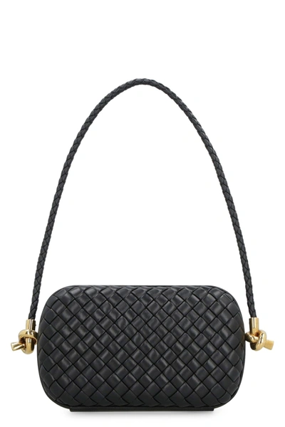 Shop Bottega Veneta Knot Leather Clutch In Black