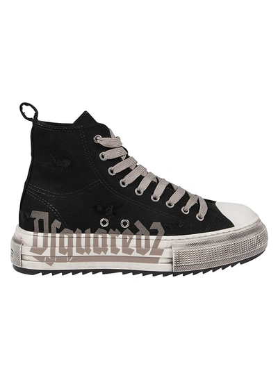 Shop Dsquared2 Gothic Lace-up High Top Sneakers In Nero/bianco Sporco