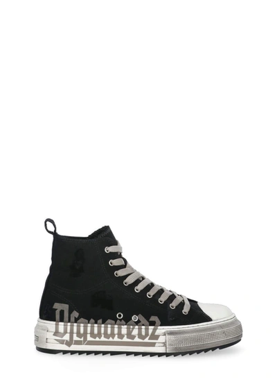 Shop Dsquared2 Gothic Print Sneakers In Black