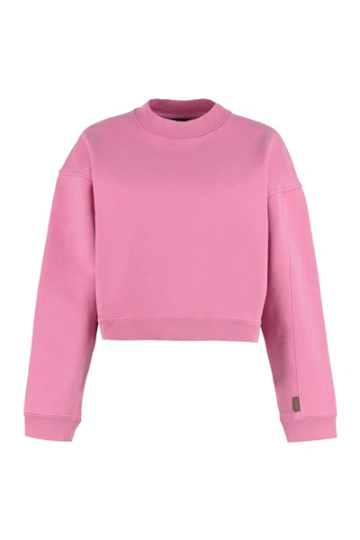 Shop Jacquemus Cotton Crew-neck Sweatshirt In Pink