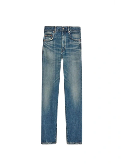 Shop Saint Laurent Straight Jeans In Vintage Denim In Authentic Vintage Bl