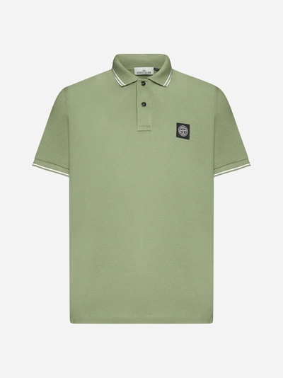 Shop Stone Island Logo-patch Cotton Polo Shirt In Default Title