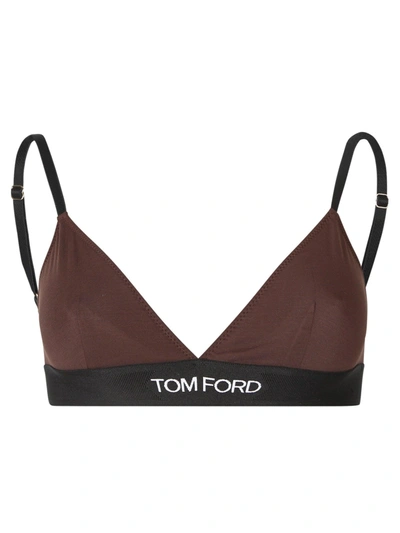 Shop Tom Ford Logo-underband Brown Bra