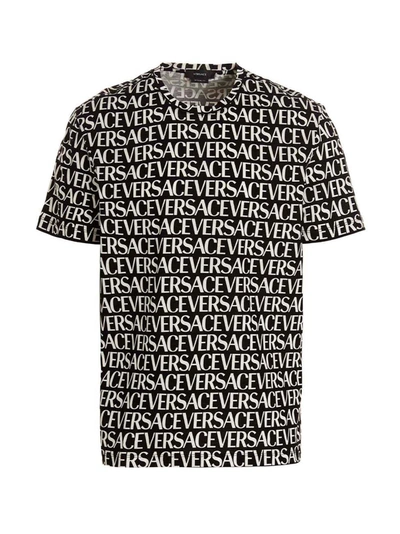 Shop Versace Logomania T-shirt In White/black