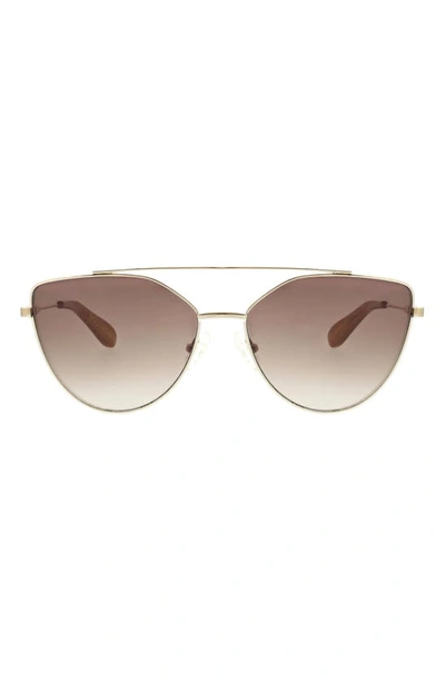 Shop Bcbg 60mm Metal Browline Cat Eye Sunglasses In Light Gold