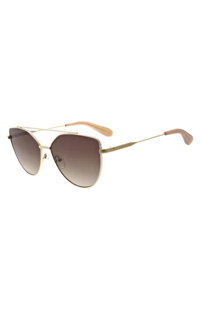 Shop Bcbg 60mm Metal Browline Cat Eye Sunglasses In Light Gold