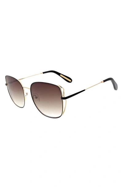 Bcbg 58mm Square Satellite Sunglasses In Shiny Light Gold/black