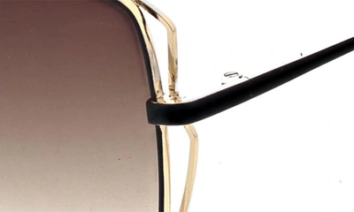 Bcbg 58mm Square Satellite Sunglasses In Shiny Light Gold/black