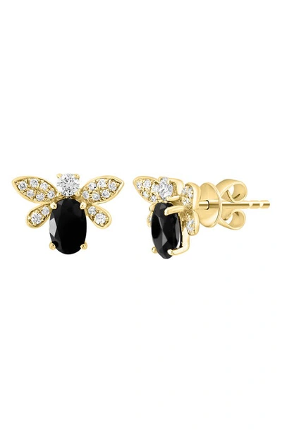 Shop Effy 14k Yellow Gold Onyx & Diamond Bee Stud Earrings In Black