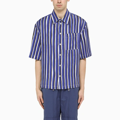 Shop Bottega Veneta Blue Wide Striped Shirt In Navy