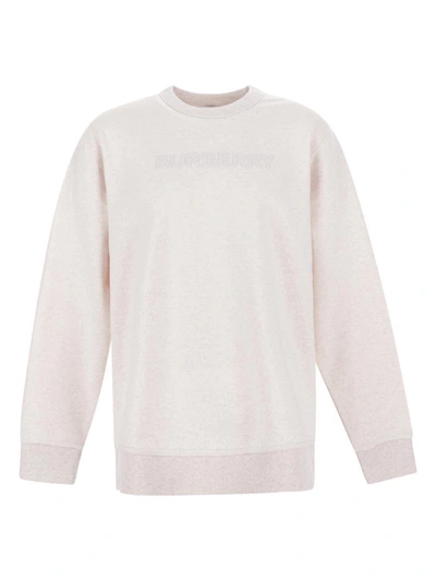 Shop Burberry Embossed Logo Sweatshirt In Grey