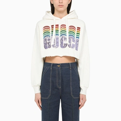 Shop Gucci Cropped Sweatshirt With Embroidery In Default Title