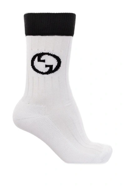 Shop Gucci Interlocking G Logo Embroidered Socks In Default Title
