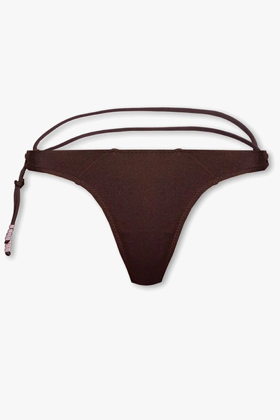 Shop Jacquemus Barco Swimsuit Bottom In Dark Brown