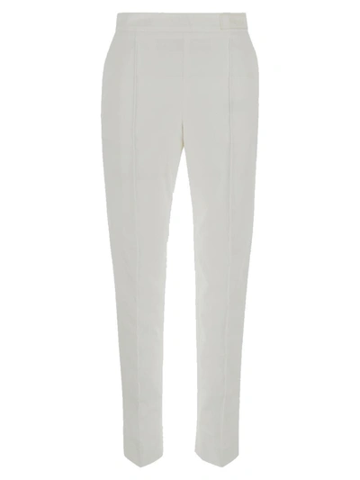 Shop Moncler Logo Embroidered Straight Leg Trousers In Multicolor