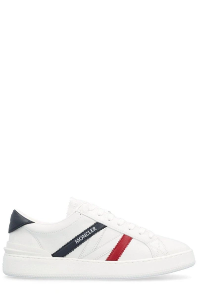 Shop Moncler Logo Printed Lace-up Sneakers In Bianco