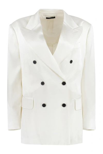 Shop Tom Ford Double-breasted Jacket In Ivory