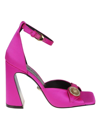 Shop Versace Ankle Strap Sandals In Pink/gold