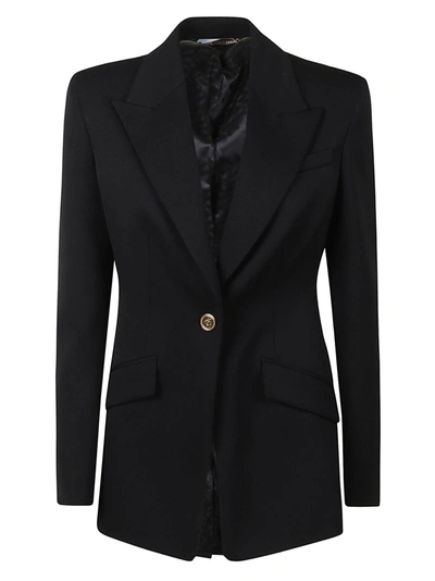 Shop Versace Stretch Wool Informal Blazer In Black