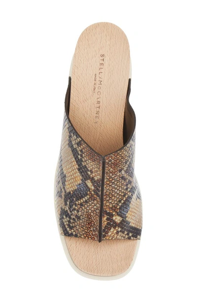 Shop Stella Mccartney Elyse Snake-embossed Platform Slide Sandal In 9720 Desert