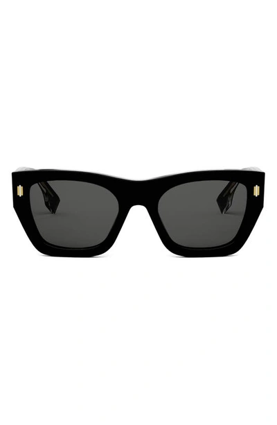 Shop Fendi Roma Rectangular Sunglasses In Shiny Black / Gold