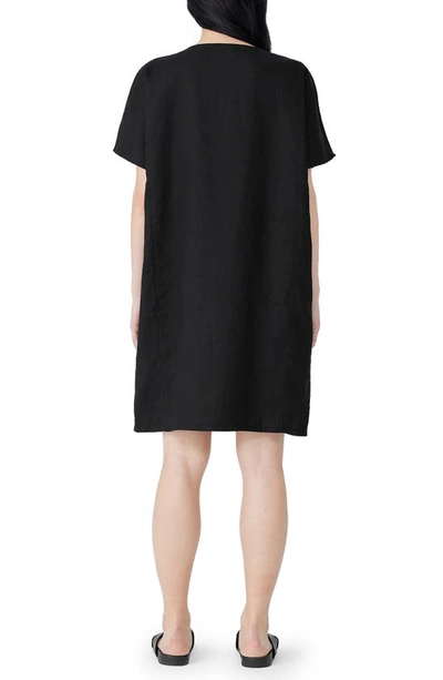 Shop Eileen Fisher Organic Linen T-shirt Dress In Black