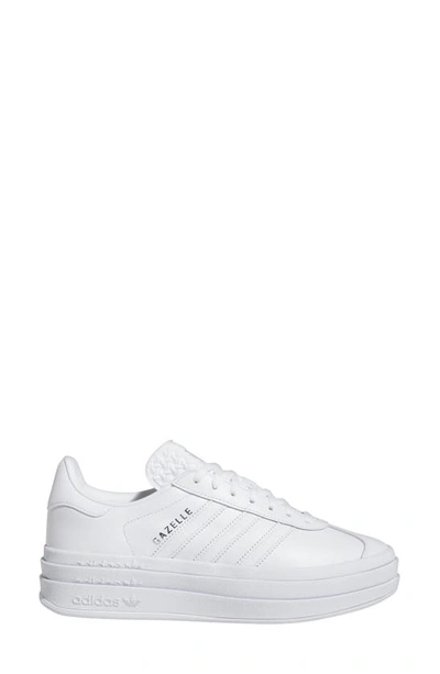 Shop Adidas Originals Gazelle Bold Platform Sneaker In White/ White/ White