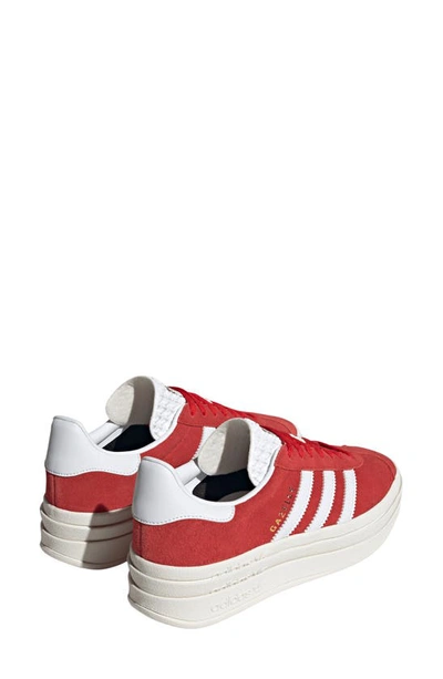 Shop Adidas Originals Gazelle Bold Platform Sneaker In Red/ White/ Gold