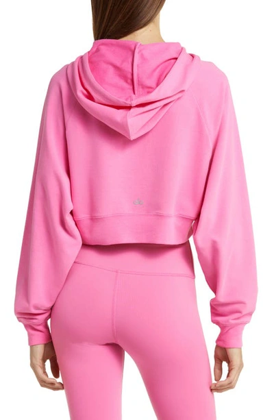 Shop Alo Yoga Double Take French Terry Crop Hoodie In Paradise Pink