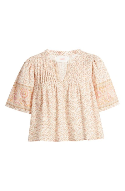 Shop Xirena Micah Print Pleated Top In Pink Fete