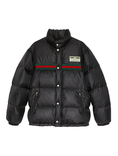 Shop Gucci Water Repellent Padded Jacket In Black