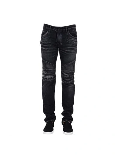 Shop Balmain Jeans In Grey