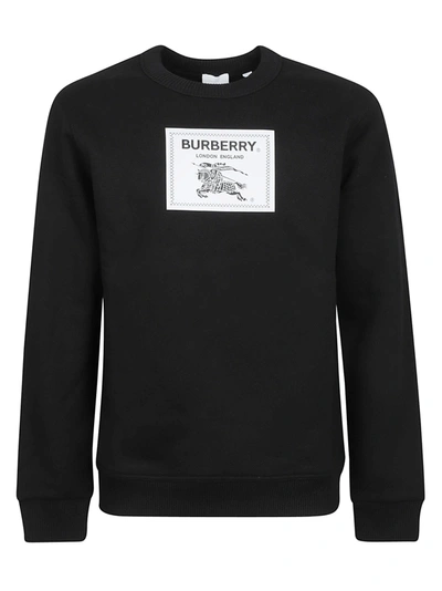Shop Burberry Lyttleton Label Crewneck Sweatshirt In Black